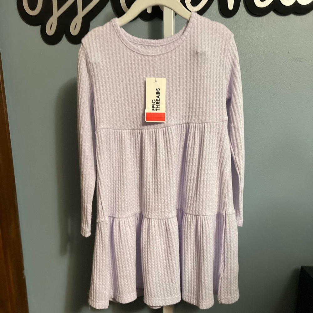 Epic Threads Lavender Waffle-Knit Tiered Dress Nwt 5